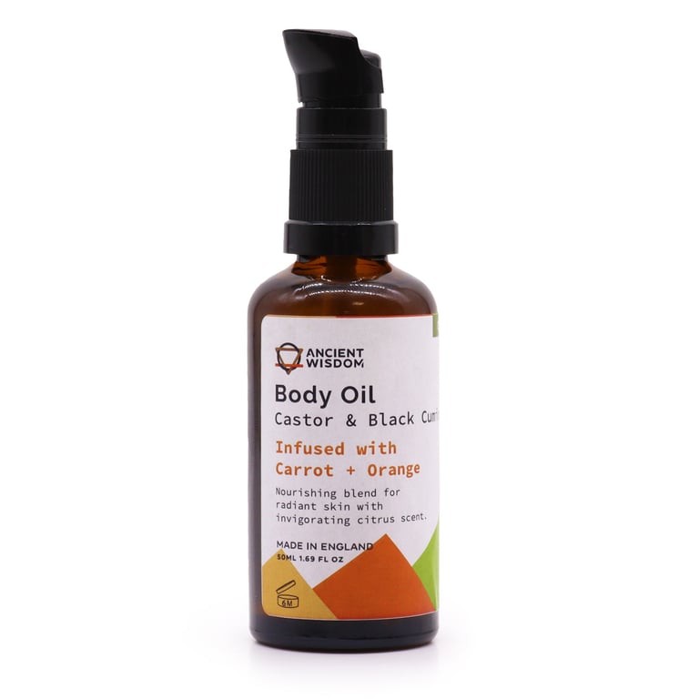 Organic Carrot & Orange Body Oil 50ml - Natural Skincare Moisturizer