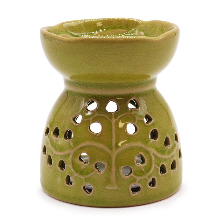 Tree of Life Oil Burner - Lime Essential Oil Diffuser for Natural Home Fragrance Aromatherapy Lamp