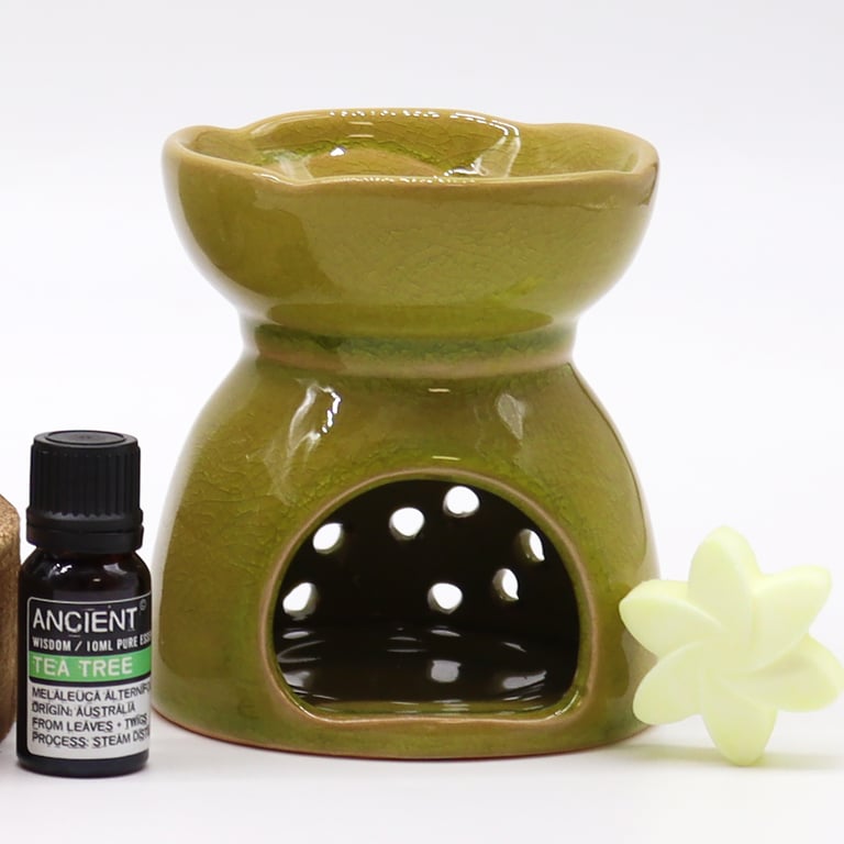 Tree of Life Oil Burner - Lime Essential Oil Diffuser for Natural Home Fragrance Aromatherapy Lamp