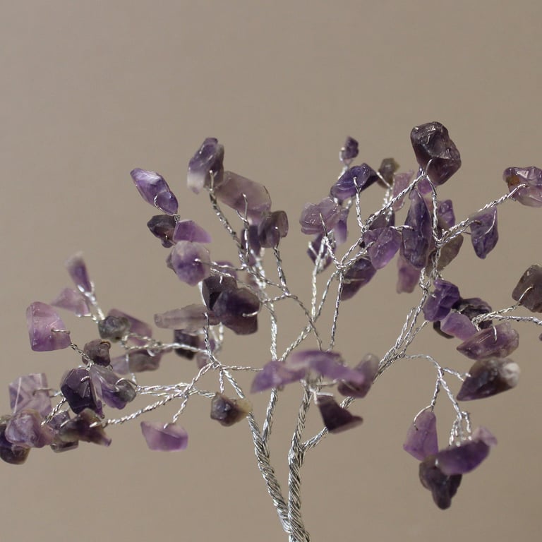 80-Stone Amethyst Gemstone Tree with Organite Base (Professional Model)