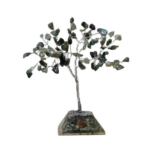 Moss Agate Gemstone Tree (80 Stones) - Organite Base Included