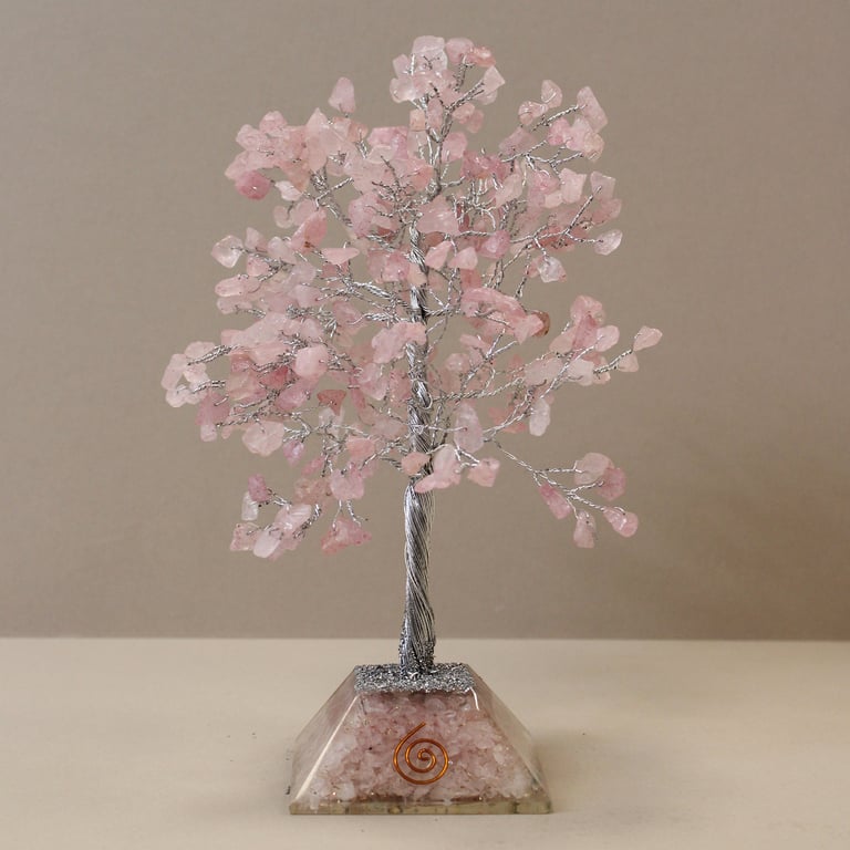 Rose Quartz Gemstone Tree (320 Stones) with Organite Base