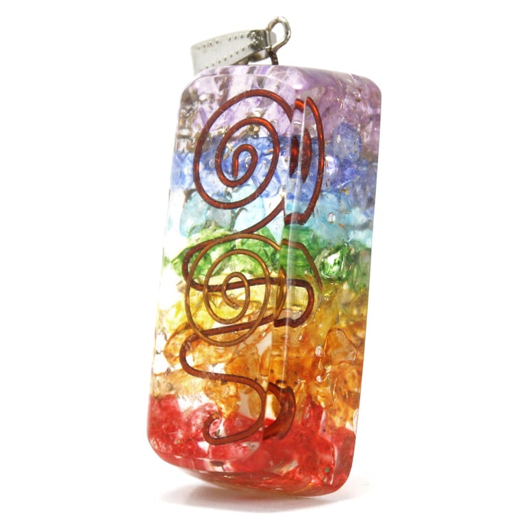 Orgonite Power Pendant - Natural Orgone Energy Attractor in Rainbow Copper