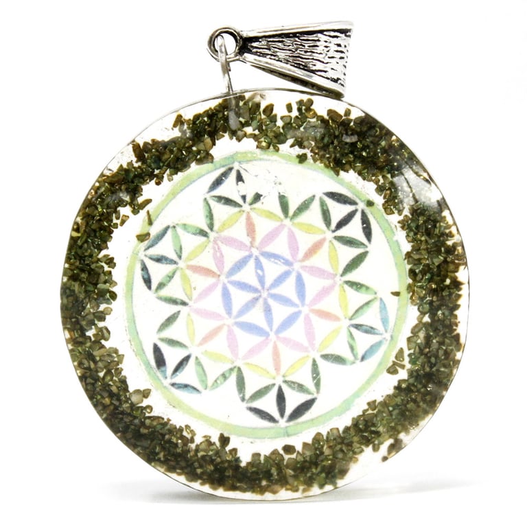 Orgonite Power Pendant - Greenstone Mandala Energy Healing Jewelry