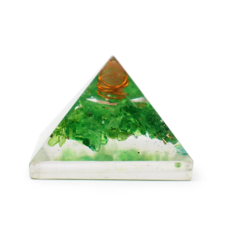 Sm Orgonite Pyramid - Copper and Gemchips Energy Healing Home Decor