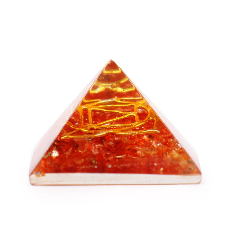 Sm Orgonite Pyramid - Copper and Gemchips Energy Healing Home Decor