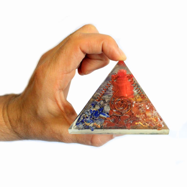 70mm Orgonite Pyramid (Ganesh) - Lrg, Positive Energy Focus