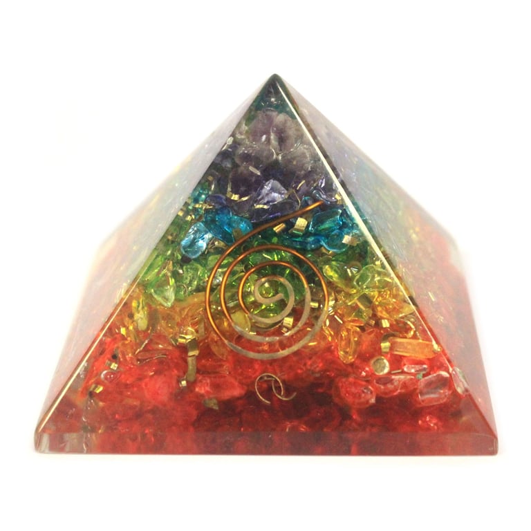 70mm Orgonite Pyramid - Chakra Gemchips (Lrg)