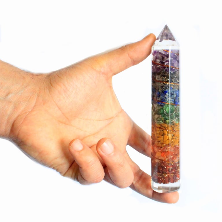 15cm Copper Orgonite Wand - Gemchips Included