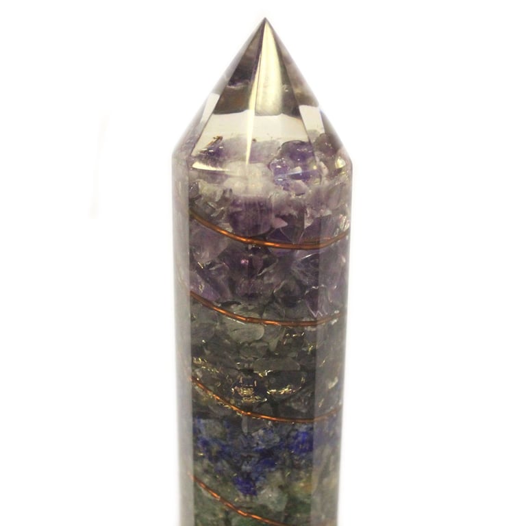 15cm Copper Orgonite Wand - Gemchips Included