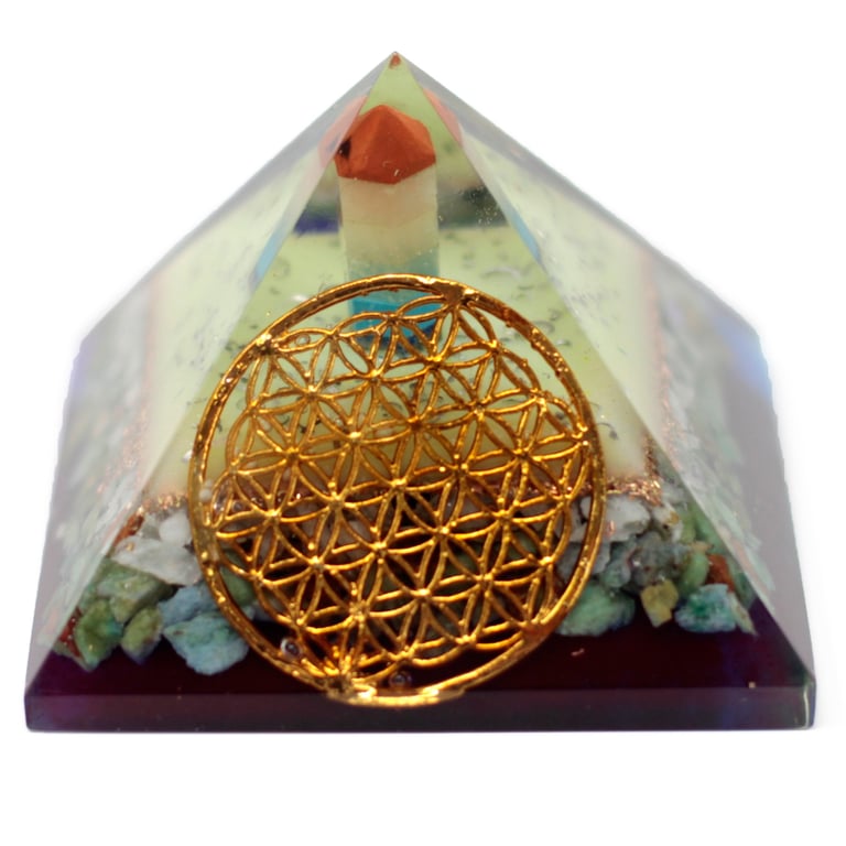 80mm Organite Pyramid (Flower of Life) - Lrg Symbol Decor