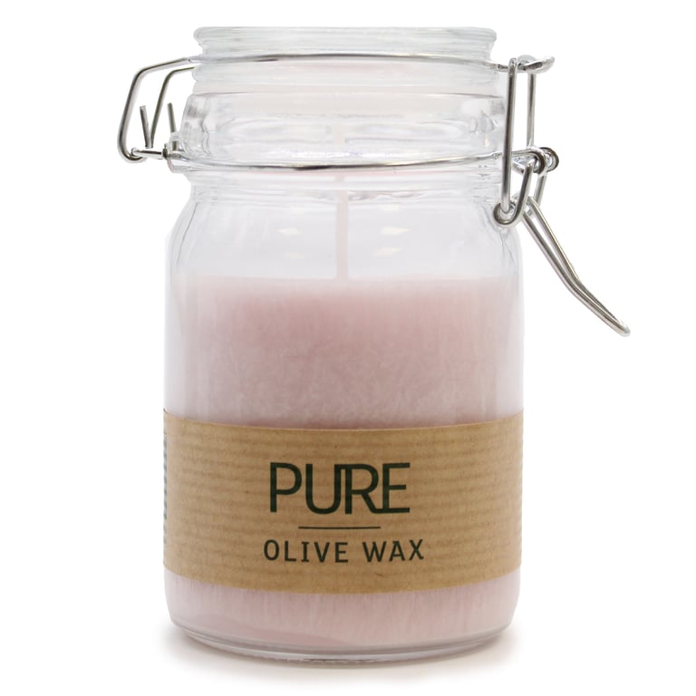 Pure Olive Wax Jar Candle - Antique Rose Scented Handmade 120x70cm