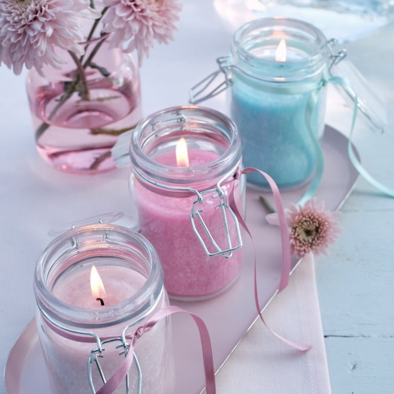 Pure Olive Wax Jar Candle - Antique Rose Scented Handmade 120x70cm