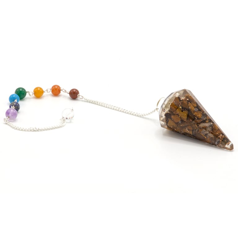 Orgonite Tiger Eye Chakra Balance Crystal Pendulum for Energy Healing and Spiritual Protection