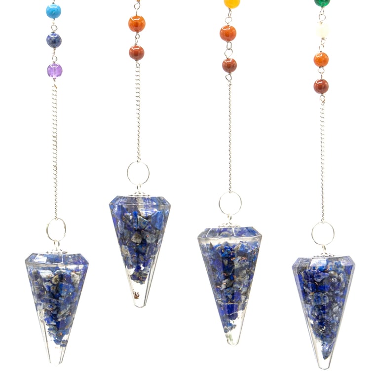 Orgonite Lapis Lazuli Crystal Pendulum for Chakra Balance and Spiritual Protection
