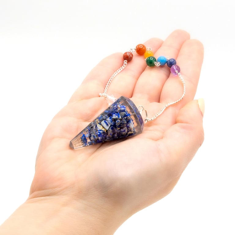 Orgonite Lapis Lazuli Crystal Pendulum for Chakra Balance and Spiritual Protection