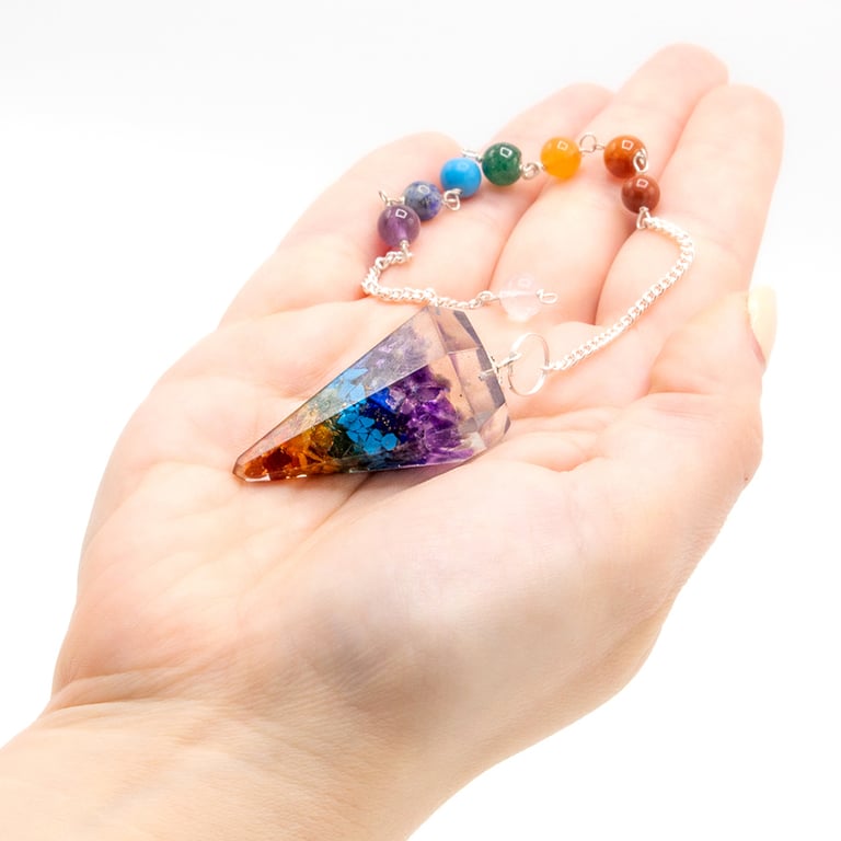 Orgonite Power Chakra Pendulum - Crystal Tool for Aura Cleansing and Energy Healing
