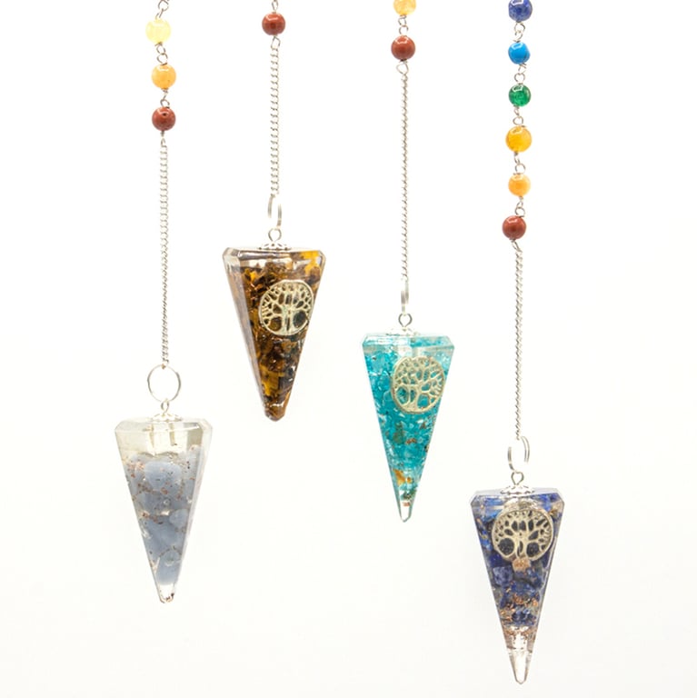 Orgonite Power Chakra Pendulum - Tree of Life Energy Healing Tool for Balancing and Spiritual Protection