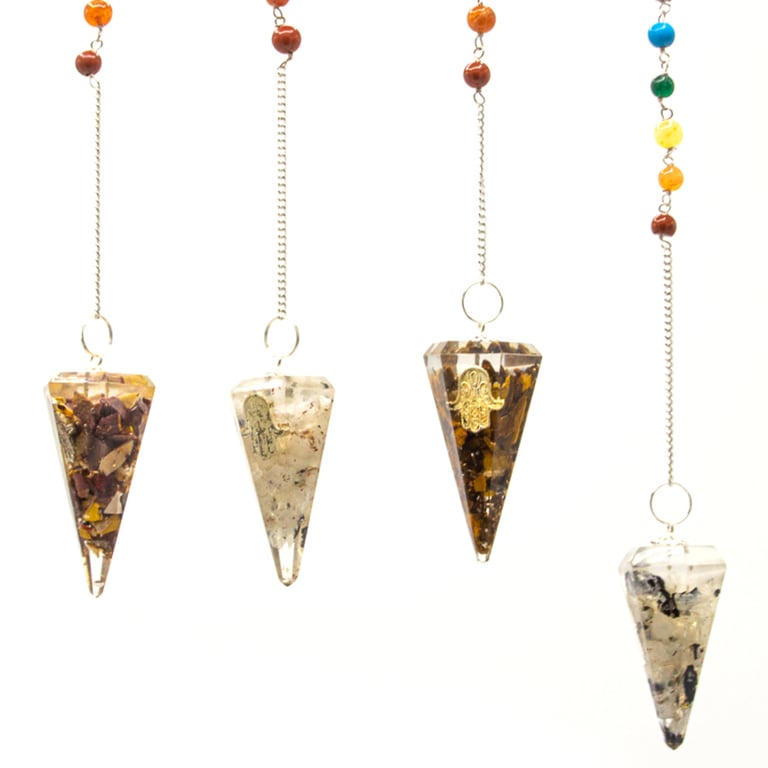 Orgonite Power Chakra Pendulum - Hamsa Energy Healing Tool for Balance and Protection