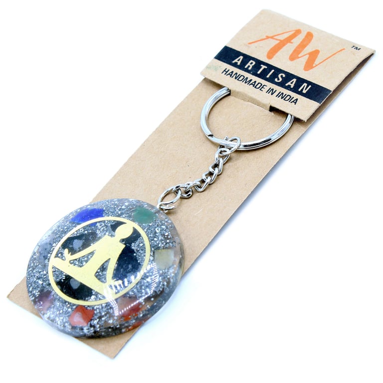 Seven Chakra Orgonite Power Keyring - Buddha Energy Stone Protection and Balance Keychain