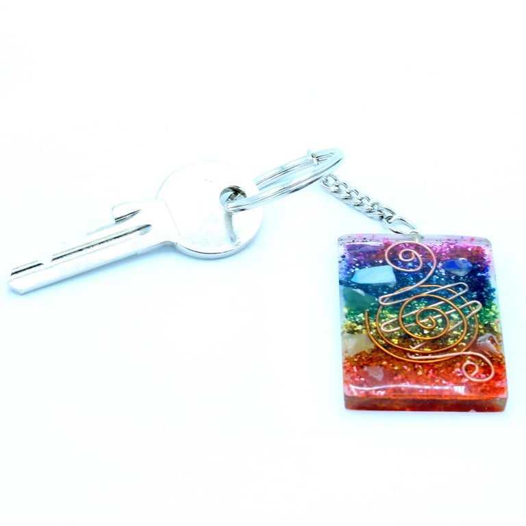 Copper Orgonite Chakra Balancing Home Protection Keyring - Energy Shielding and Harmonization Device