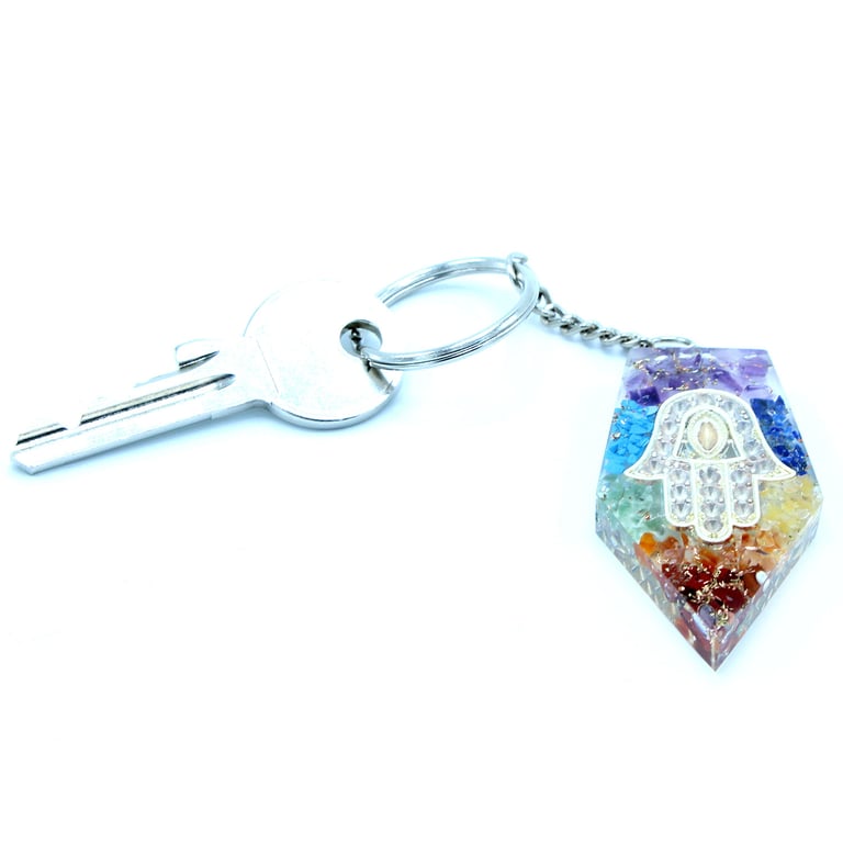Orgonite Power Keyring - Chakra Balanced Energy Hamsa Protection