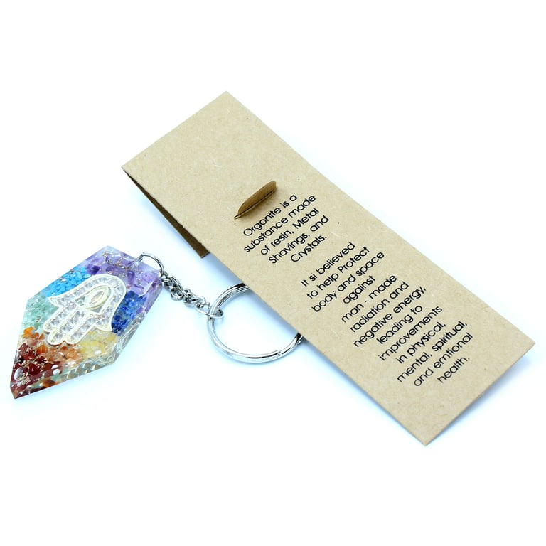 Orgonite Power Keyring - Chakra Balanced Energy Hamsa Protection