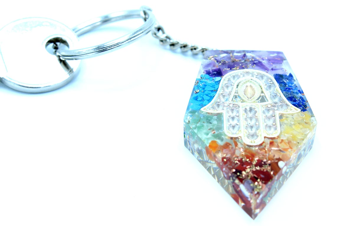 Orgonite Power Keyring - Chakra Balanced Energy Hamsa Protection