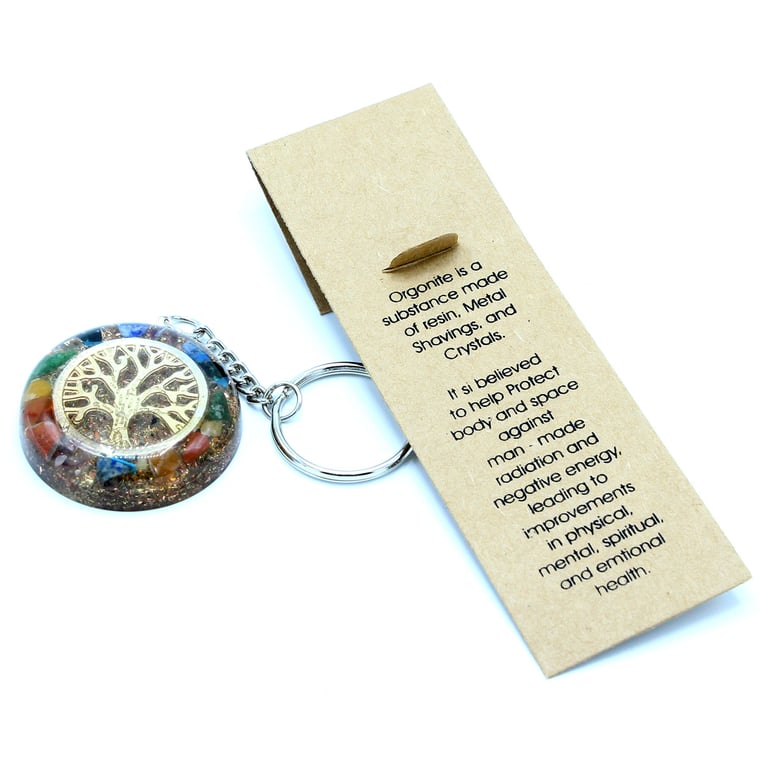 Orgonite Power Keyring - Chakra Balancing Gemstone Tree of Life Energy Protector