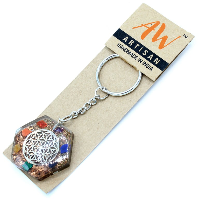 Orgonite Power Keyring - Octagon Flower of Life Energy Enhancer