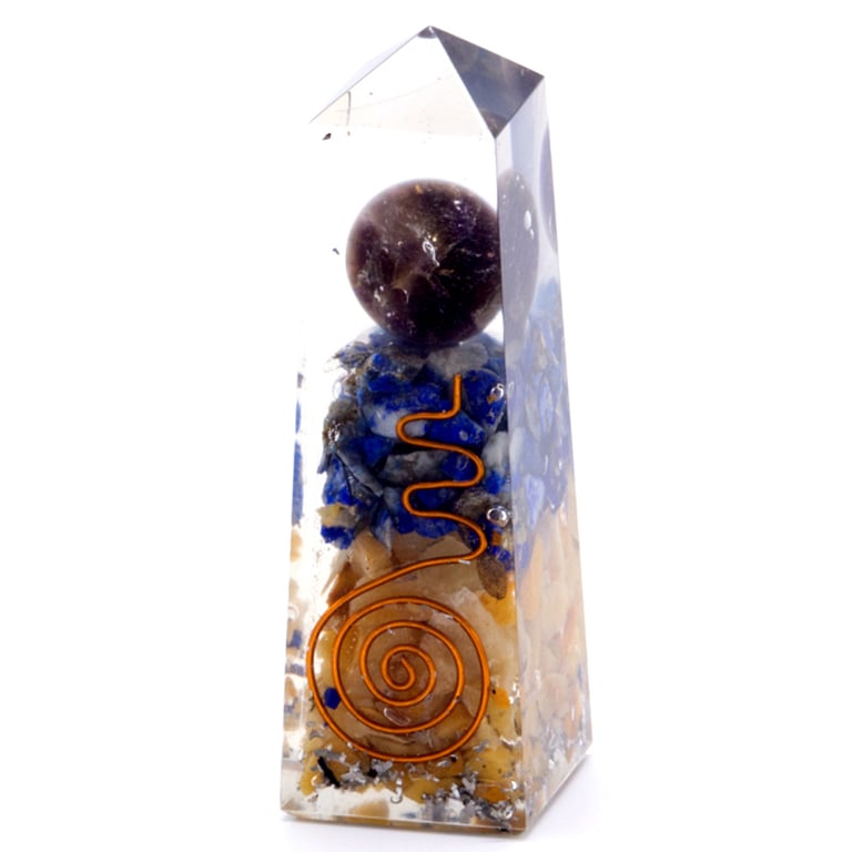90x25mm Orgonite Obelisk Power Point Copper Lapis Lazuli Yellow Aventurine Energy Amplifier