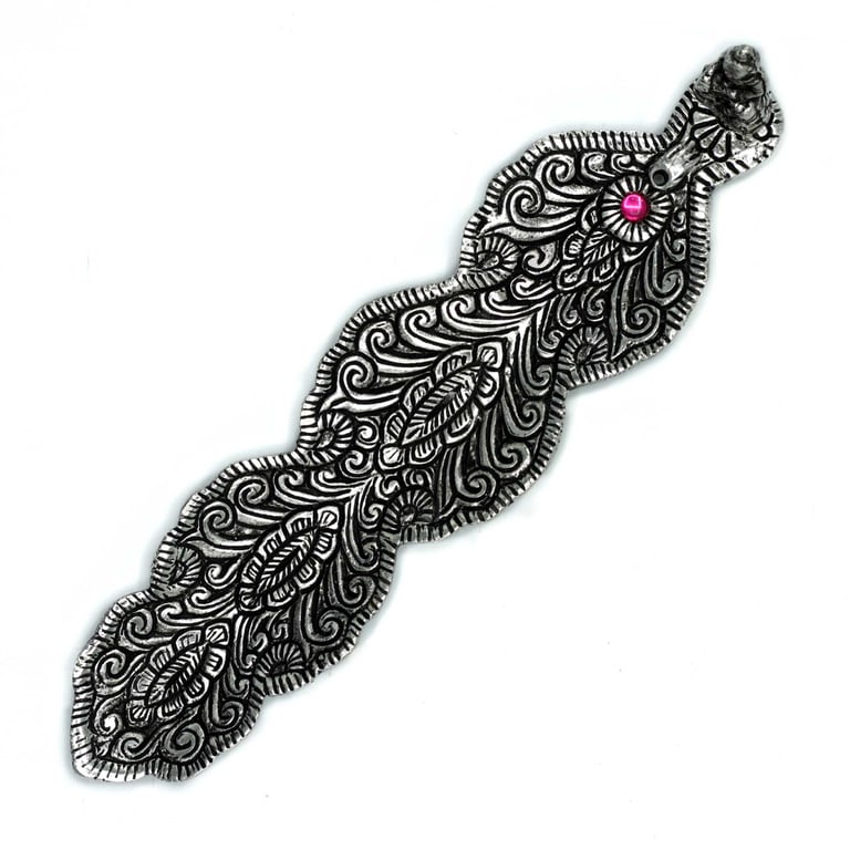 Polished Aluminium Buddha Long Incense Holder 20cm - Elegant Stand for Sticks and Cones