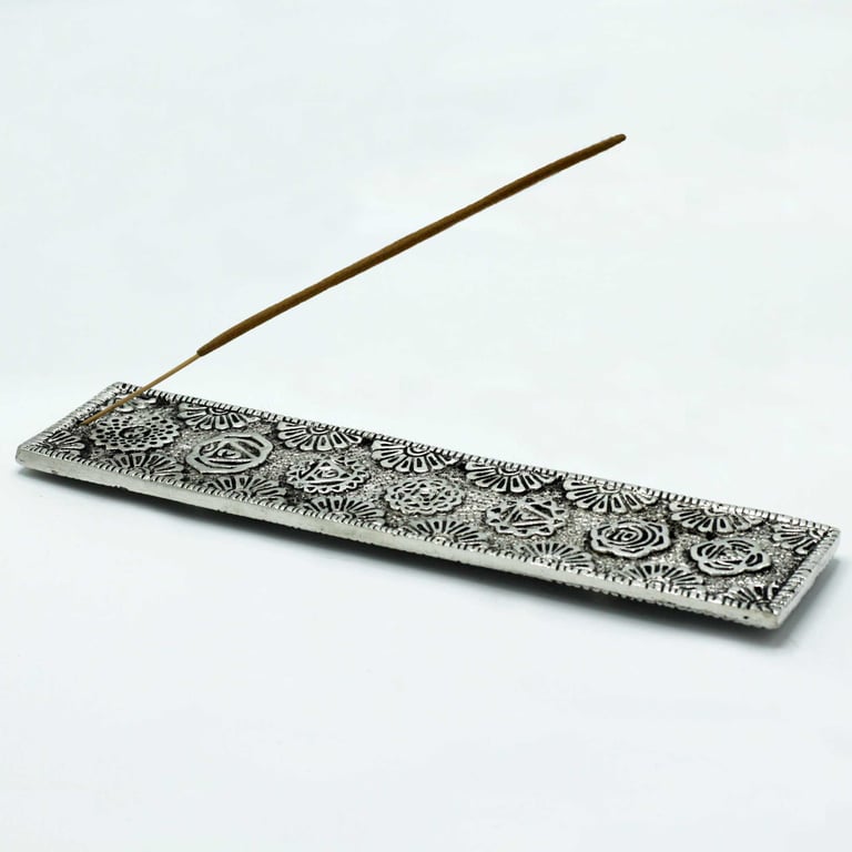 Polished Aluminium Chakra Long Incense Holder - Spiritual Home Decor and Meditation Tool