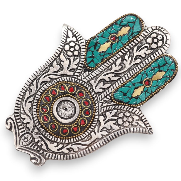 Green Small Hamsa Incense Holder - Spiritual Protection and Purification Decoration