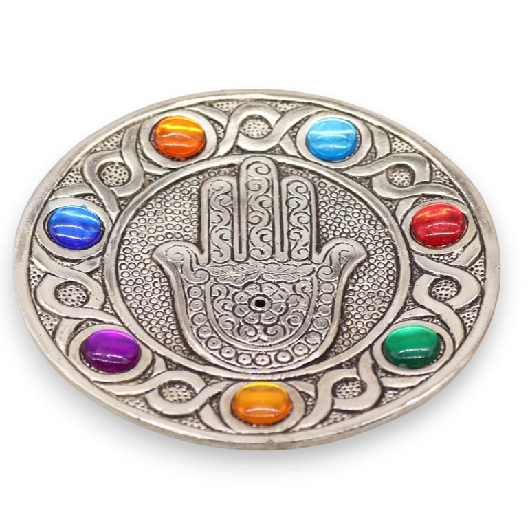 Seven Chakra Hamsa Incense Holder - Spiritual Balance and Wellness Meditation Accessory