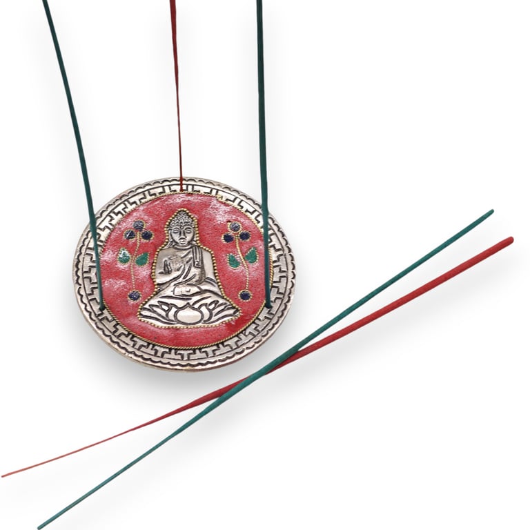 Buddha Red Decorative Incense Holder - Meditation Spiritual Home Decor