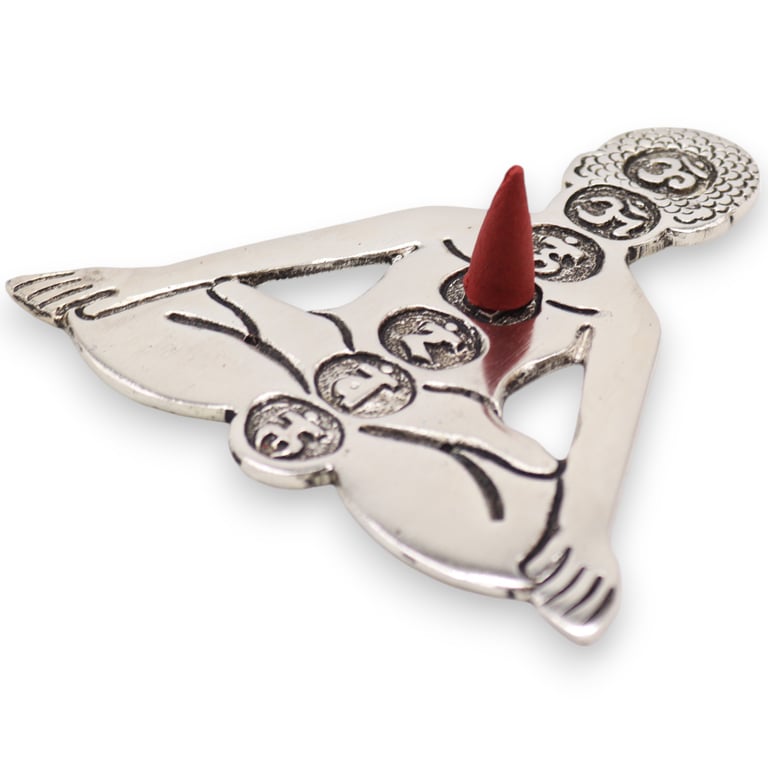 Polished Aluminum Seven Chakra Yoga Incense Holder - Home Meditation and Yoga Accessories