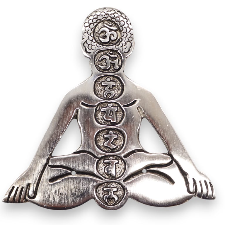 Polished Aluminum Seven Chakra Yoga Incense Holder - Home Meditation and Yoga Accessories