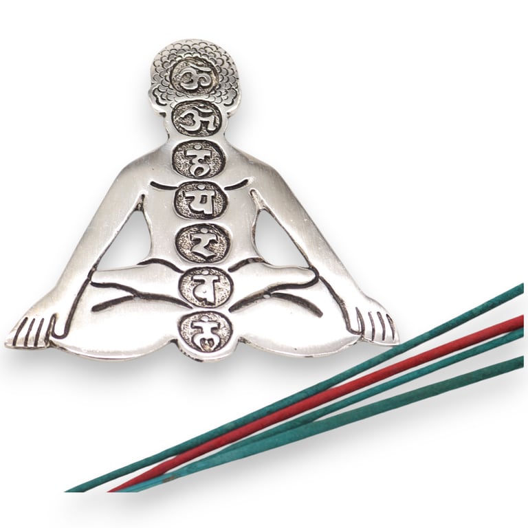 Polished Aluminum Seven Chakra Yoga Incense Holder - Home Meditation and Yoga Accessories