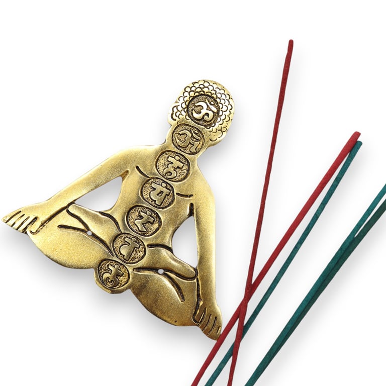Gold Aluminum Seven Chakra Yoga Incense Holder - Meditation Accessory for Home & Mindfulness Practice