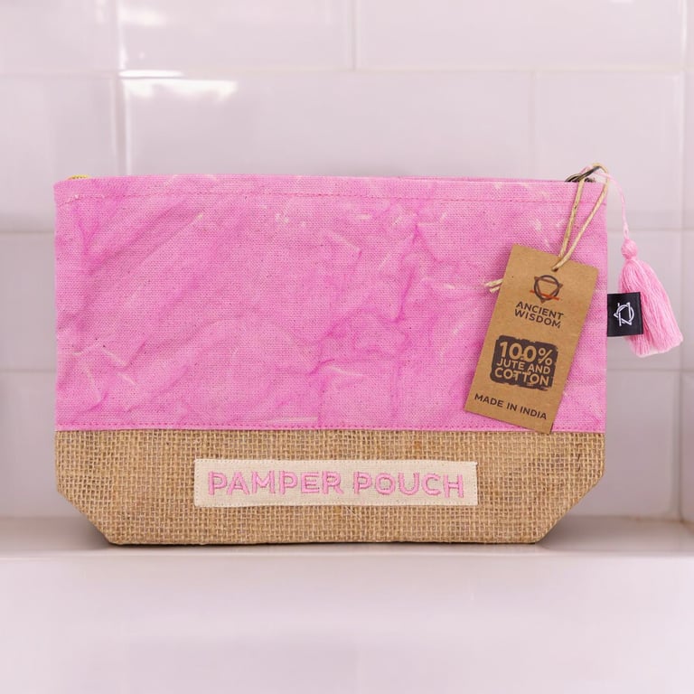 Stonewash Pamper Pouch - Pink and Purple Fashionable Bag