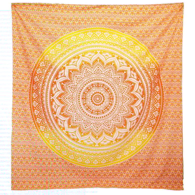 Umrao Mandala Orange Wall Hanging - Bohemian Decorative Beach Spread