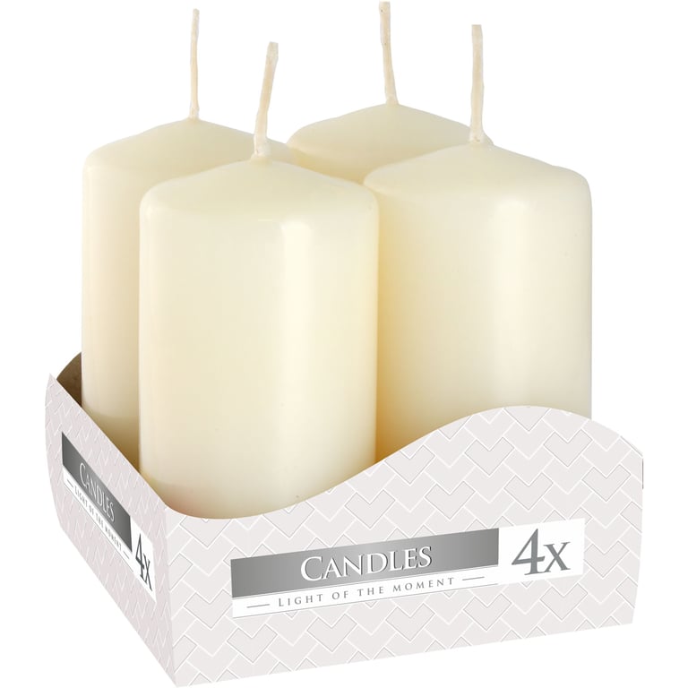 Ivory Set of 4 Pillar Candles - High-Quality Home Decor Candle Set (40x80mm)