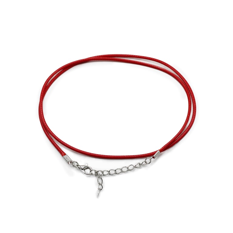 Handmade Waxed Pendant Cord - 2mm Red Wax Cord, 55cm Length