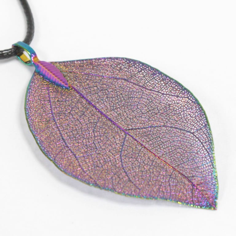 Bravery Leaf Multicoloured Enamel Necklace - Symbolic Jewelry Pendant