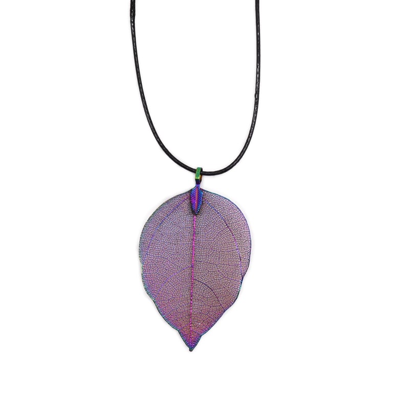 Bravery Leaf Multicoloured Enamel Necklace - Symbolic Jewelry Pendant
