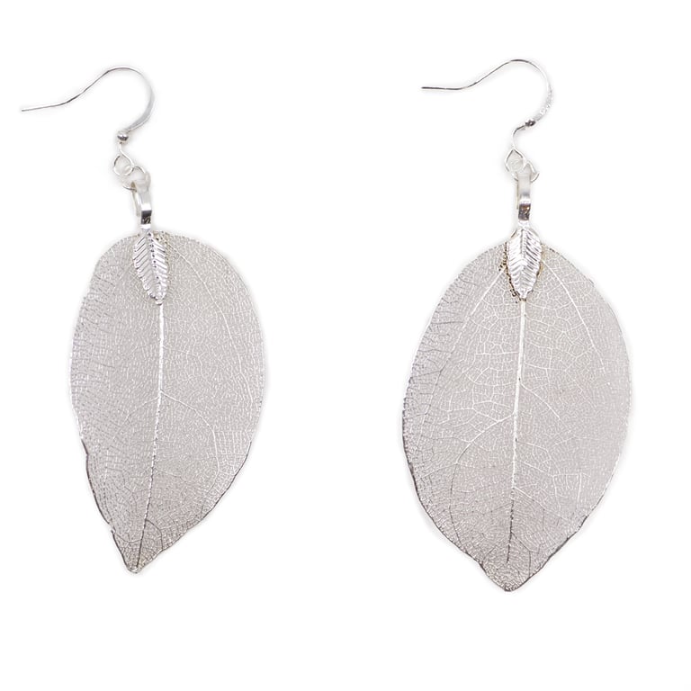 Sterling Silver Bravery Leaf Earrings - Symbol of Courage and Strength