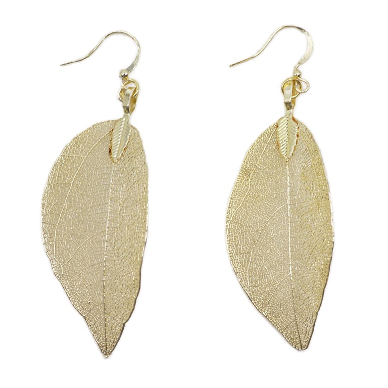 Bravery Leaf Gold Earrings - Dainty Statement Jewelry Piece