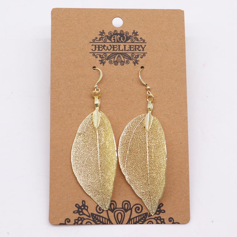 Bravery Leaf Gold Earrings - Dainty Statement Jewelry Piece