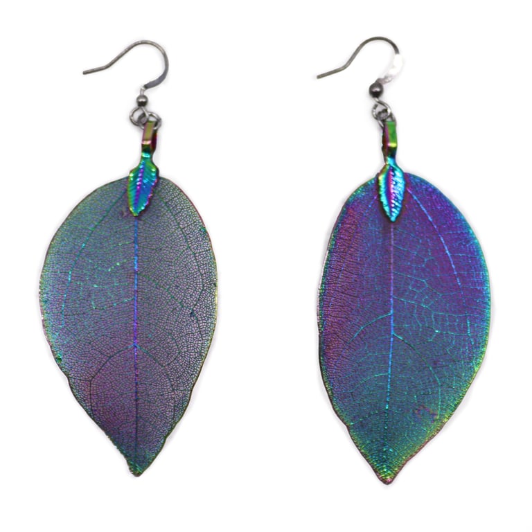 Multicoloured Bravery Leaf Earrings - Dainty Leaf Shaped Jewelry for Women